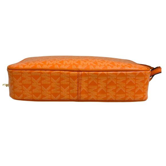 Michael Kors Jet Set Orange MK Logo Crossbody Bag Gold Chain Strap NWT - Picture 6 of 12